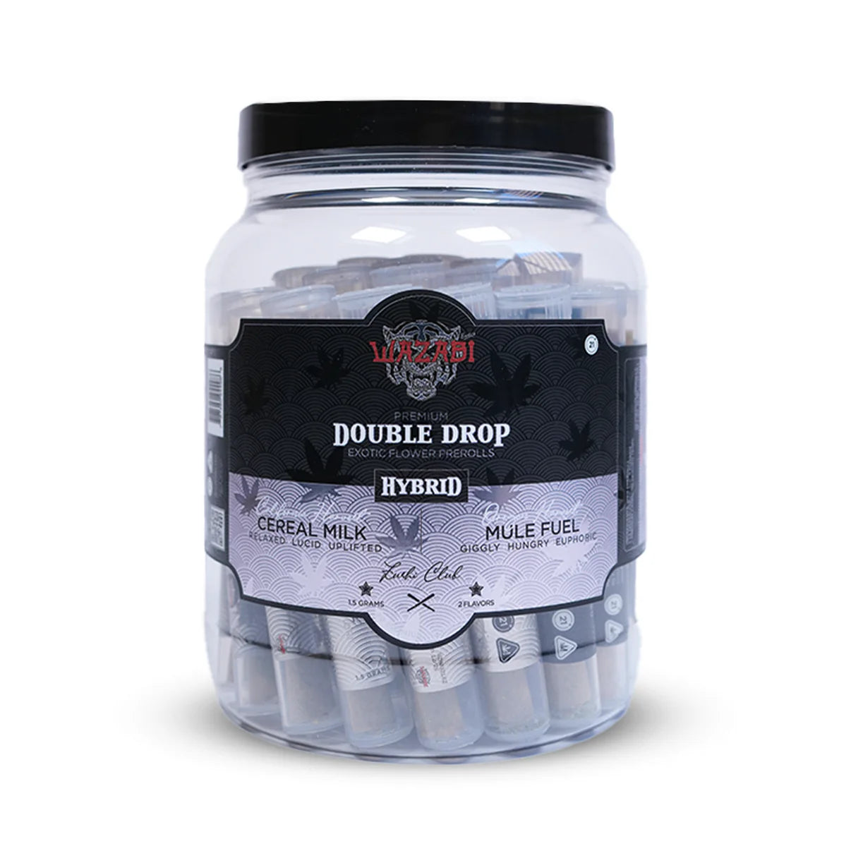 WAZABI EXOTICS DOUBLE DROP - PREROLLS CALIFORNIA VS OREGON (1.5G - 30 PREROLL PER JAR 30 JARS PER CASE)