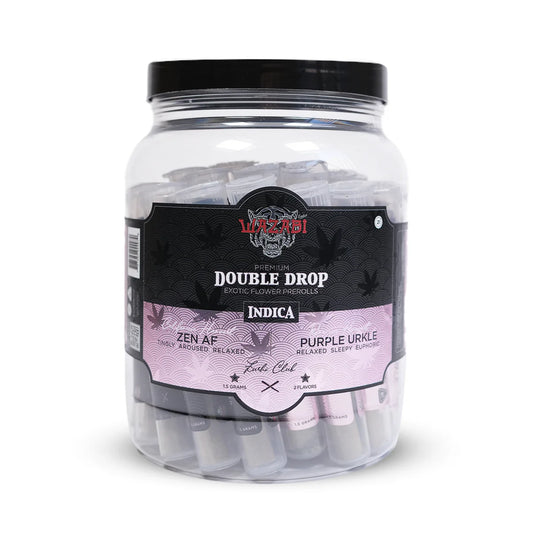 WAZABI EXOTICS DOUBLE DROP - PREROLLS CALIFORNIA VS OREGON (1.5G - 30 PREROLL PER JAR 30 JARS PER CASE)