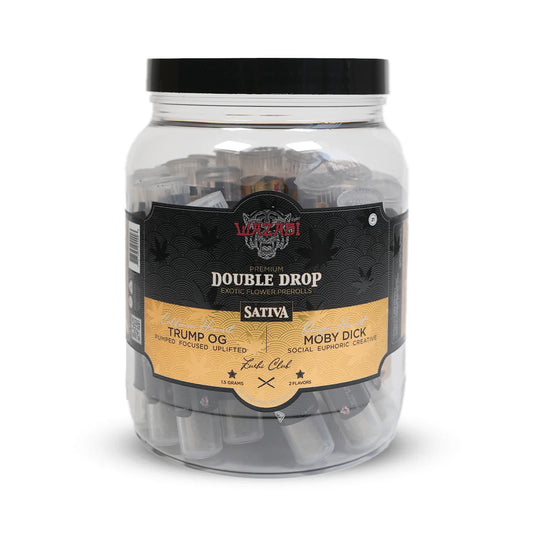 WAZABI EXOTICS DOUBLE DROP - PREROLLS CALIFORNIA VS OREGON (1.5G - 30 PREROLL PER JAR) 3 JAR Variety Pack 90 Prerolls Total